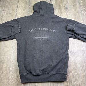 Grundens Hoodie Sweatshirt Grey Ship Graphic Fishing Pullover Mens Size M Medium